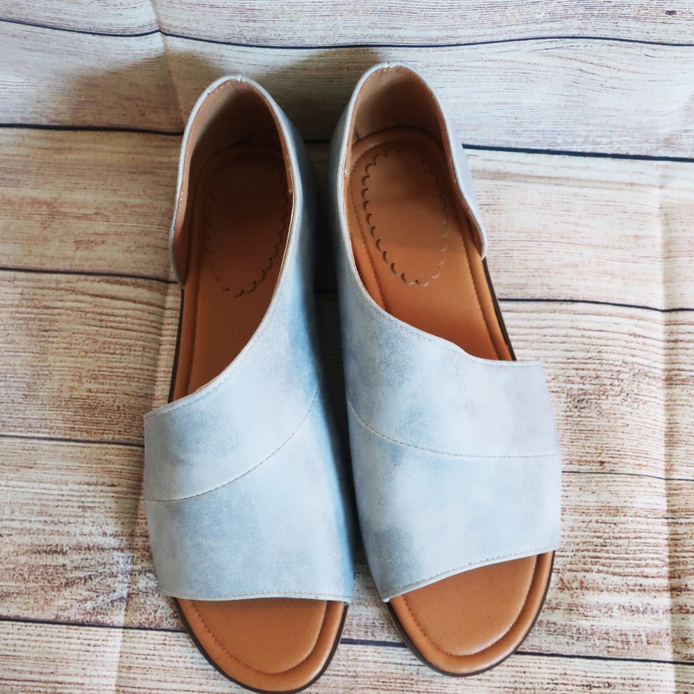 Light Blue Open Side Slide on Shoe